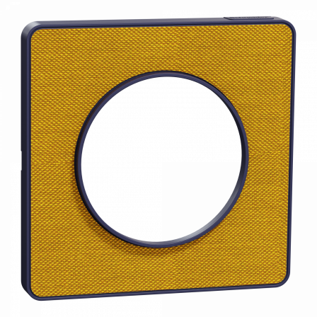 Odace Touch - plaque 1 poste Kvadrat ocre avec liseré bleu cobalt