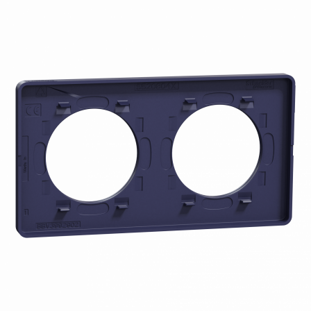 Odace Touch - plaque 2 postes horizontaux ou verticaux 71mm bleu cobalt