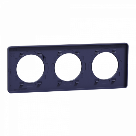Odace Touch - plaque 3 postes horizontaux ou verticaux 71mm bleu cobalt