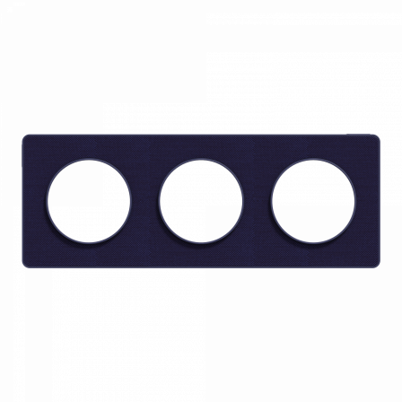 Odace Touch - plaque 3 postes horiz/ver 71mm Kvadrat roi avec liseré bleu cobalt