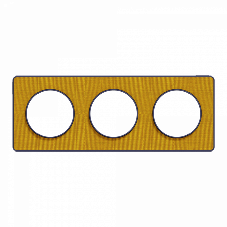 Odace Touch - plaque 3 postes hor/ver 71mm Kvadrat ocre avec liseré bleu cobalt