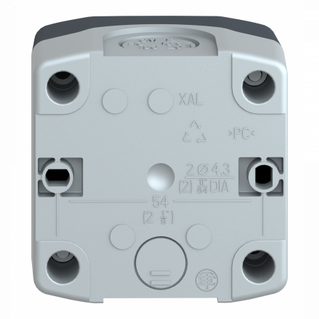 Harmony XAL - boite 1 trou Ø22 - couvercle gris foncé - fond gris clair