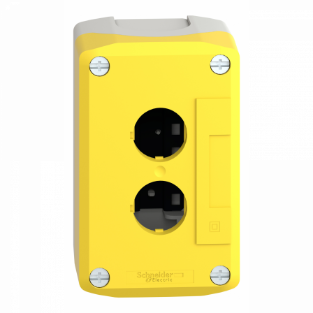 Harmony boite - 2 trous - couvercle jaune - fond gris clair