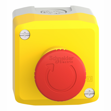 Harmony - boite arrêt d'urgence jaune - bouton rouge rotation - 1NO+1NC