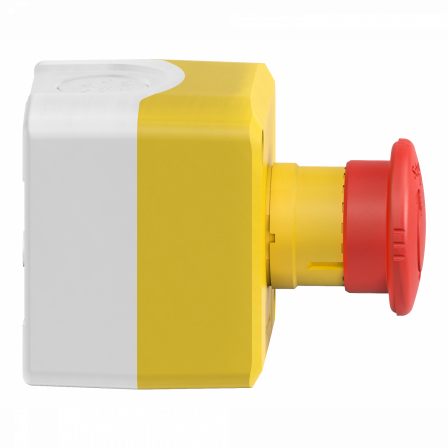 Harmony XAL - boite jaune arrêt urgence rouge - pousser tourner - 1F+2O - Ø40