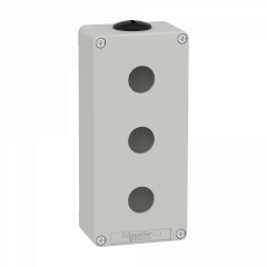 Boite métal vide grise - M25 x2 - 3 trous 22 mm - 80x175x51,5 mm