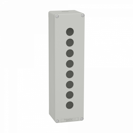 Boite métal vide grise - M32 x1 - 8 trous 22 mm - 85x310x77 mm