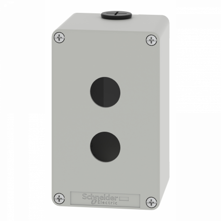 Boite métal vide grise - M20 x2 - 2 trous 22 mm - 80x130x77 mm - UL cULus