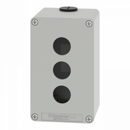 Boite métal vide grise - M20 x2 - 3 trous 22 mm - 80x130x77 mm - UL cULus