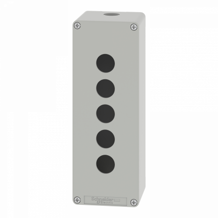 Boite métal vide grise - M25 x1 - 5 trous 22 mm - 80x220x77 mm