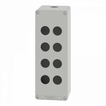 Boite métal vide grise - M25 x1 - 8 trous 22 mm - 80x220x77 mm