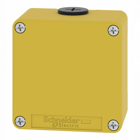 Boite métal vide jaune pour arrêts d'urgence M20 non percée 80x80x51,5 UL cULus