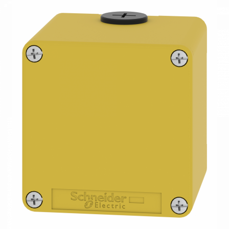 Boite métal vide jaune pour arrêts d'urgence M20 non percée 80x80x77 UL cULus