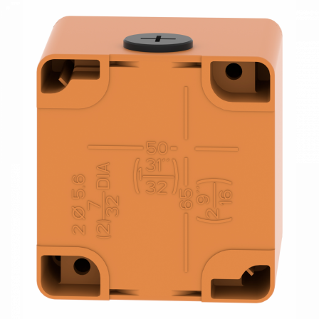 Boite métal vide orange - M20 x2 - 1 trou 30 mm - 80x80x77 mm - UL cULus