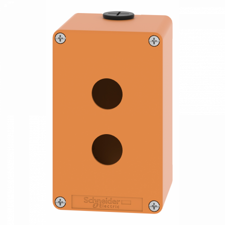 Boite métal vide orange - M20 x2 - 2 trous 22 mm - 80x130x77 mm - UL cULus