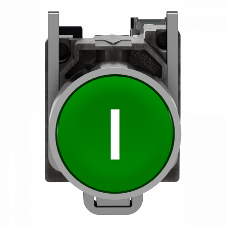 Harmony XB4 - bouton poussoir impulsion - Ø22 - marqué - vert - 1F - vis étrier