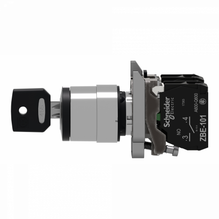 Harmony XB4 - bouton à clé 455 - Ø22 - 3 pos fix - retr GCD - 2F - vis