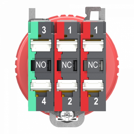 Harmony XB4 - bouton arrêt urgence - Ø40 - pousser tourn - 2O+1F - Push In