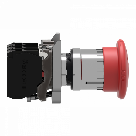 Harmony XB4 - bouton arrêt urgence - Ø40 - pousser tourn - rouge - 2O+1F - vis