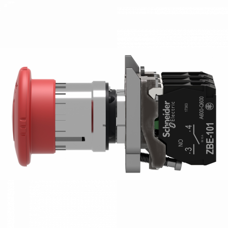 Harmony XB4 - bouton arrêt urgence - Ø40 - pousser tourn - rouge - 2O+1F - vis