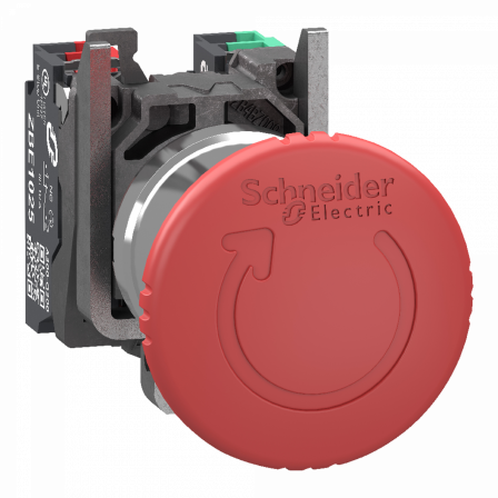 Harmony XB4 - arrêt urgence - Ø40 - pousser tourner - rouge - 1O+1F - push in