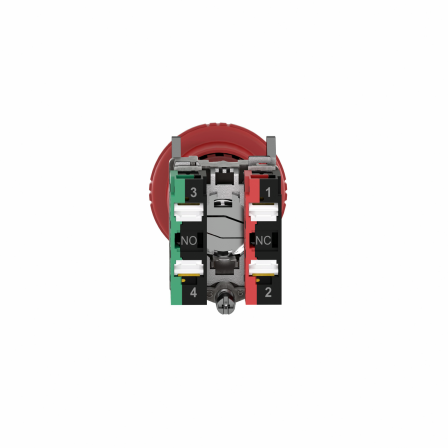 Harmony XB4 - arrêt urgence - Ø40 - pousser tourner - rouge - 1O+1F - push in