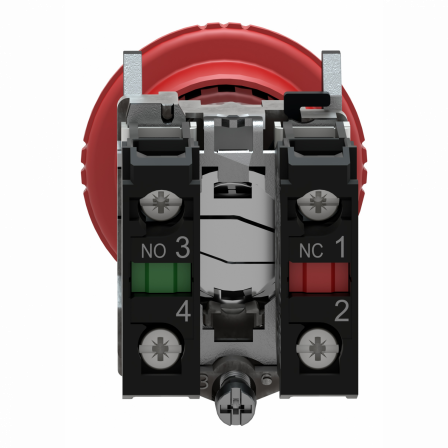 Harmony XB4 - bouton arrêt urgence - Ø40 - pousser tourner - rouge - 1O+1F - vis
