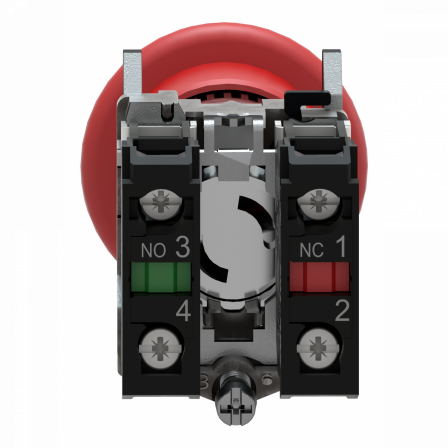 Harmony XB4 - arrêt urgence - Ø40 - pousser tirer - rouge - 1O+1F - vis étrier