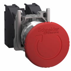 Harmony XB4 - arrêt urgence Atx gaz - Ø40 - pousser tourn - rouge - 1O+1F - vis