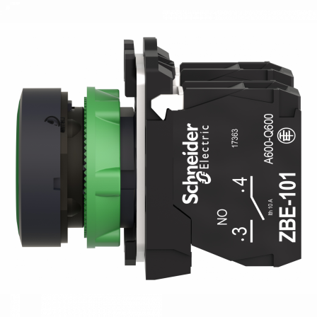 Harmony XB5 - bouton poussoir à impulsion - Ø22 - vert - 1O+1F - vis étrier