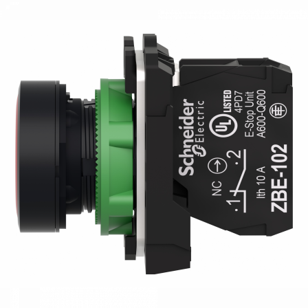 Harmony XB5 - bouton poussoir impulsion - Ø22 - marqué - rouge - 1O - vis étrier