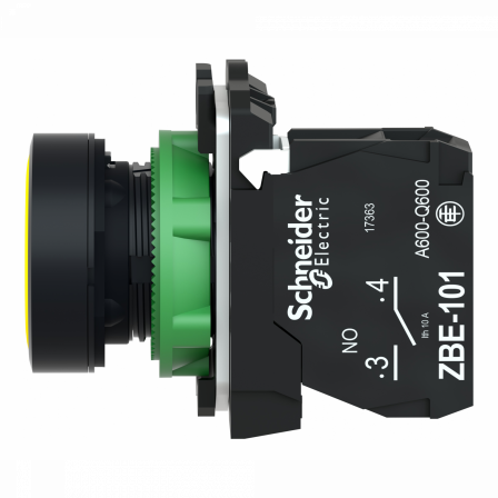 Harmony XB5 - bouton poussoir à impulsion - Ø22 - jaune - 1F - vis étrier