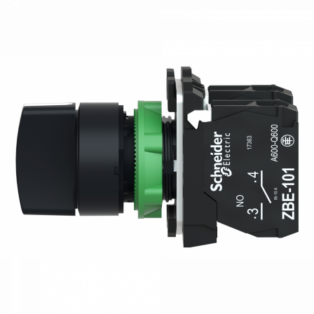 Harmony XB5 - bouton tournant à manette - Ø22 - 3 pos rap C - noir - 2F - vis