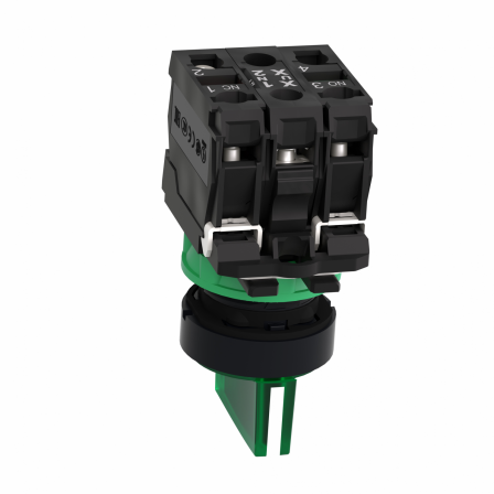 Harmony XB5 - Sélecteur lumineux - 3 positions Fixes - Vert - 1O+1F - 24 VCA/CC