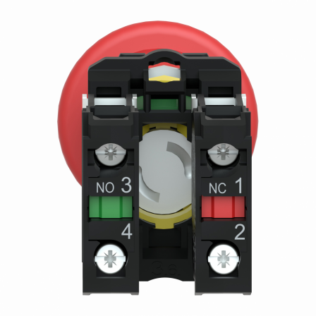 Harmony XB5 - arrêt urgence - Ø40 - pousser tirer - rouge - 1O+1F - vis étrier