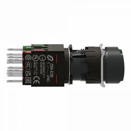 Harmony XB6 - bouton-pous. lum. - Ø16mm - à imp. affleurant - 24V - 1O+1F - vert