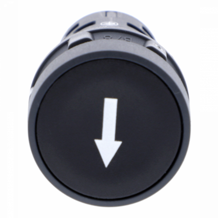 Harmony bouton-poussoir affleurant - Ø22 - noir - 1F - blanc Flèche bas