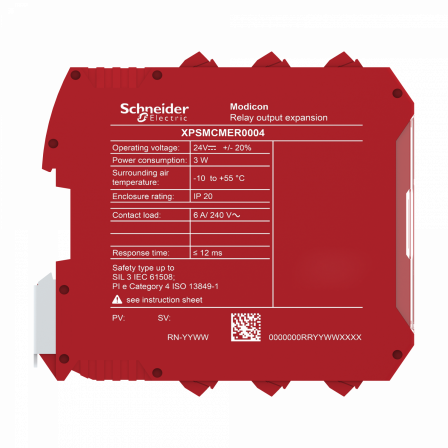 Preventa XPSMCM - module d'extension 4 sorties relais 2NO+1NC connecteur à vis