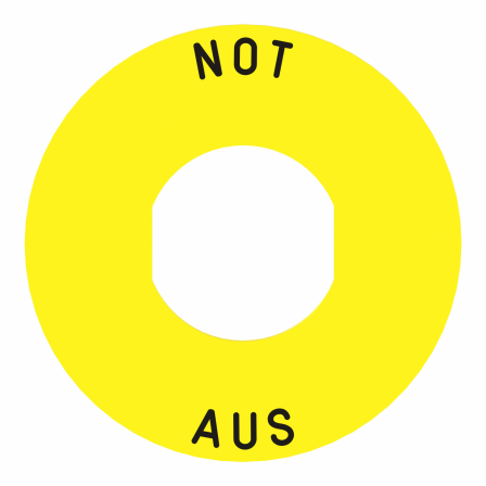 Harmony - étiquette plate - jaune - 'NOT-AUS' - Ø60