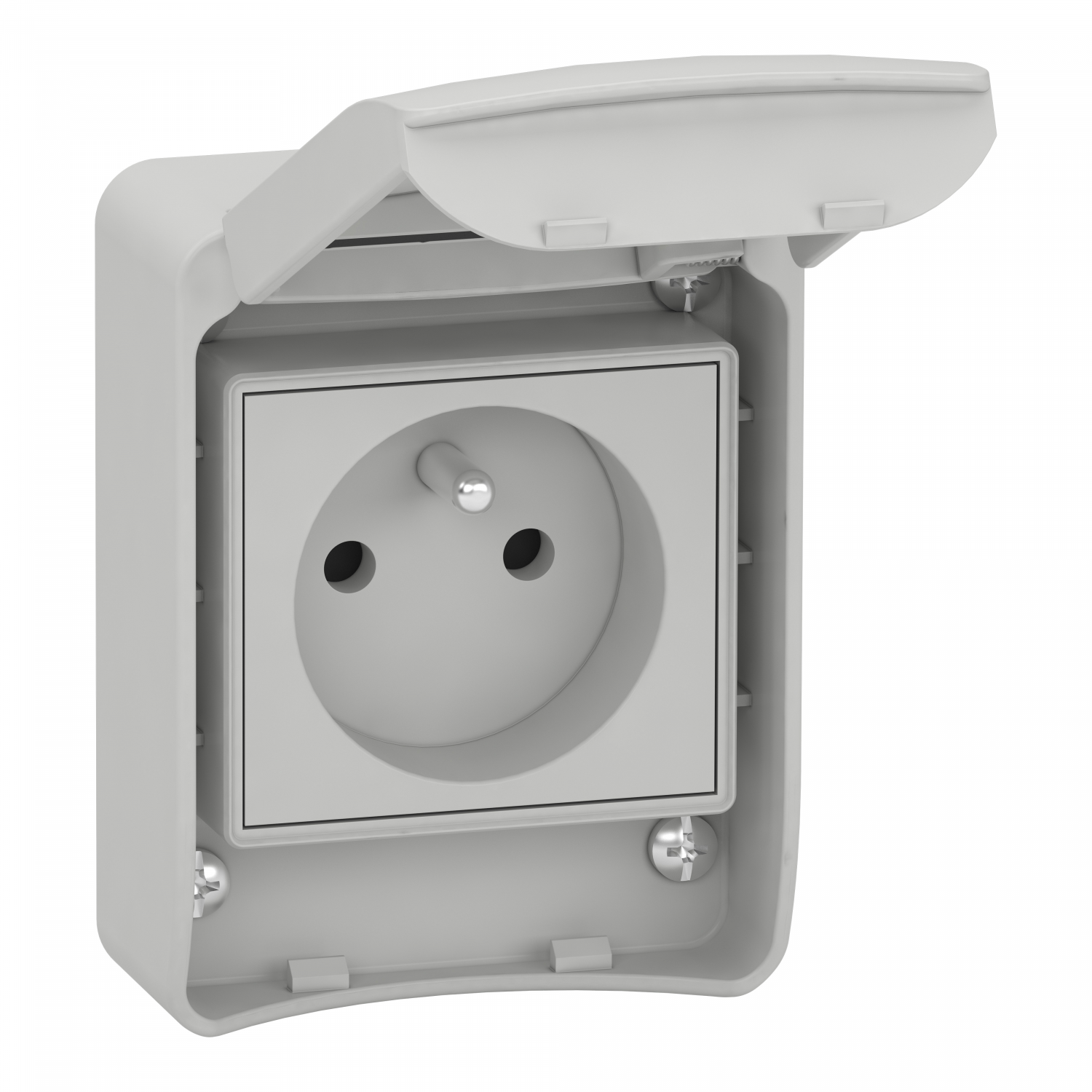 Mureva - prise de courant FR 2P+T - 65x85mm - 10/16A 250V - IP65 - gris RAL7035