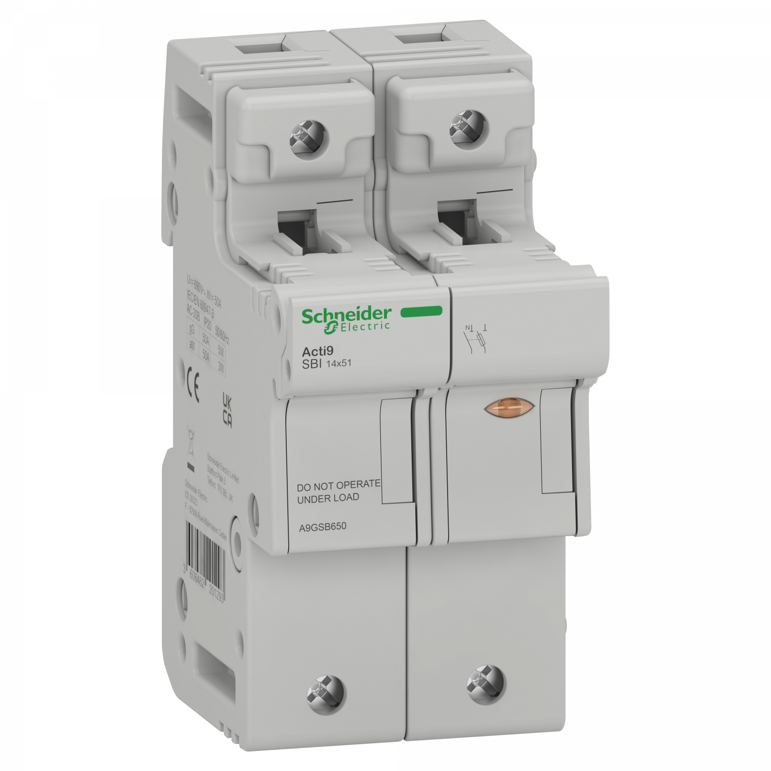 ACTI9 SBI - porte-fusible - 1P+N - 50A - pour fusible 14x51mm