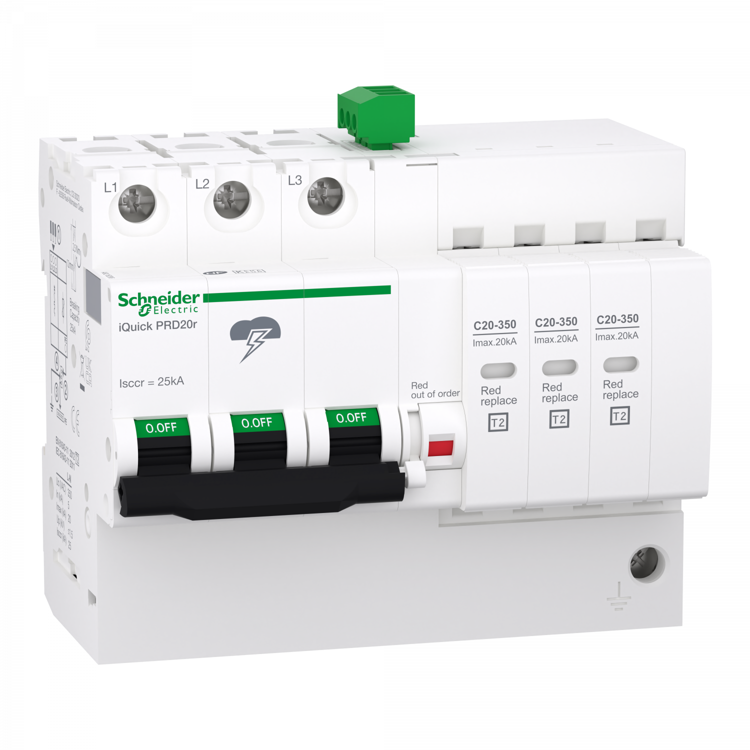 Acti9 - Parafoudre iQuick PRD20r - 3P avec report de signalisation