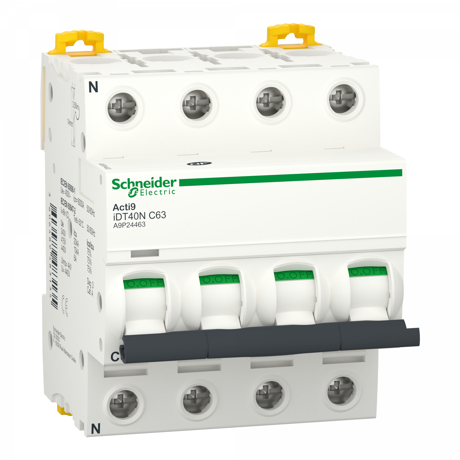 Acti9 iDT40N - Disjoncteur modulaire - 4P - 63A - Courbe C - 6000A/10kA