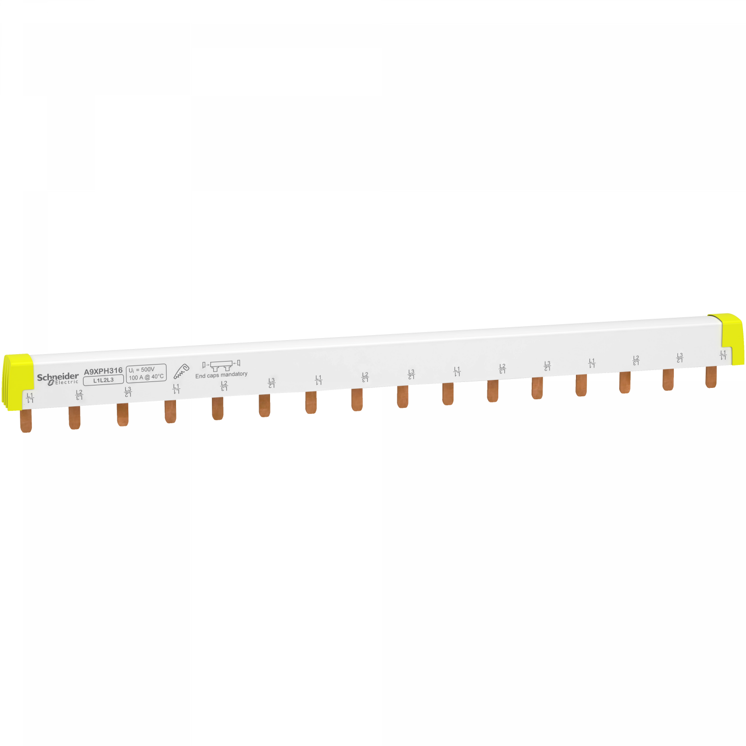 Acti9 iC60 - peigne de raccordement à dents - 3P - 100A - 16 modules de 18mm