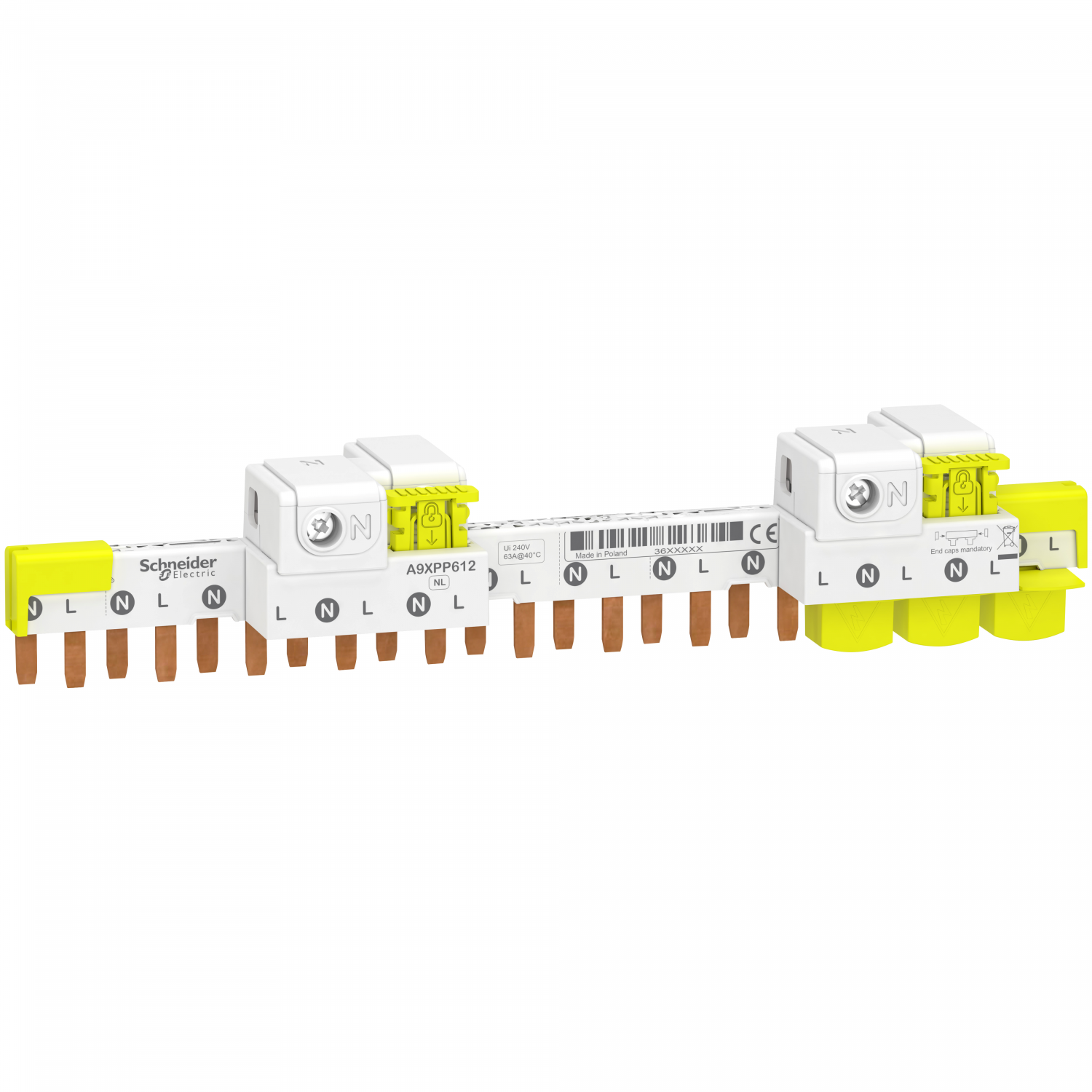 Acti9 iDT40 - Peigne horiz. avec connecteur - 1P+N - 12 modules de 18mm - 63A