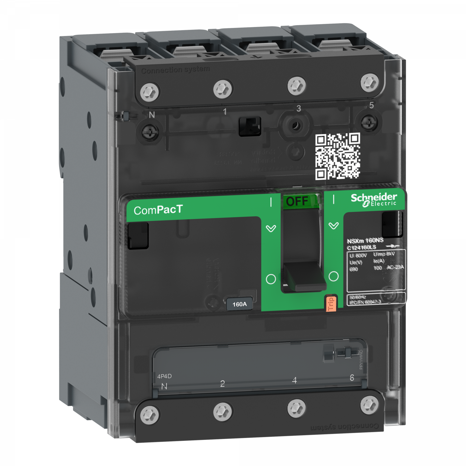 ComPacT NSXmNA - interrupteur-sectionneur - 160A - 4P - borne à cosses