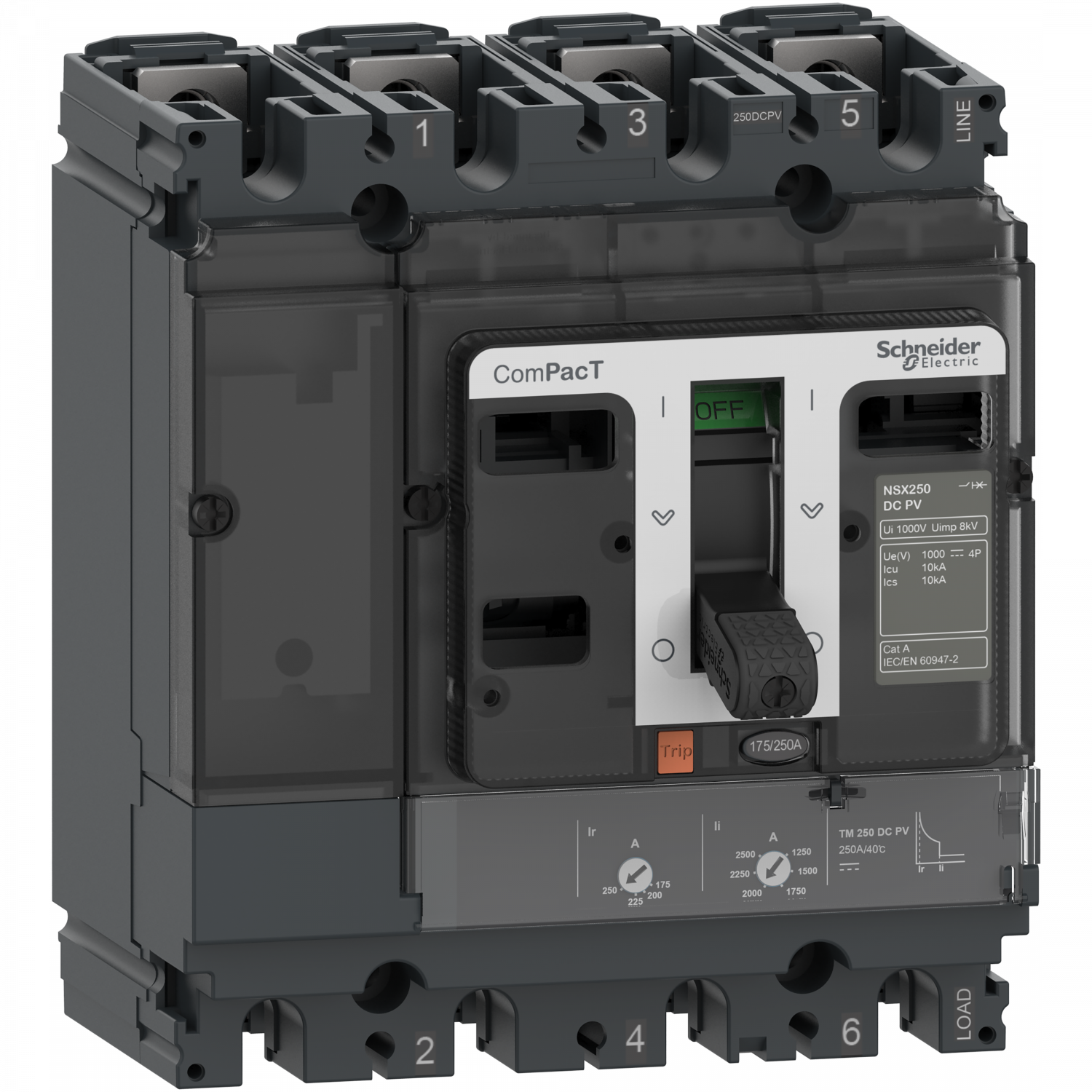 ComPacT NSX200 DC PV - Disjoncteur - TM-DC PV 200A - 4P4D - 10kA - montage fixe