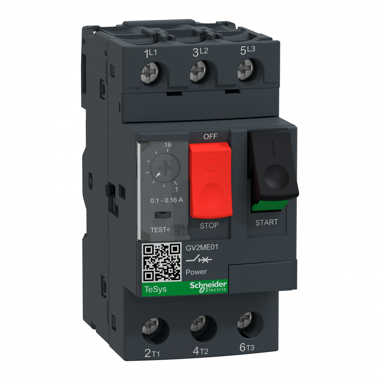 TeSys GV2ME - disj. moteur - 0,1..0,16A - 3P 3d - déclencheur magnéto-thermique