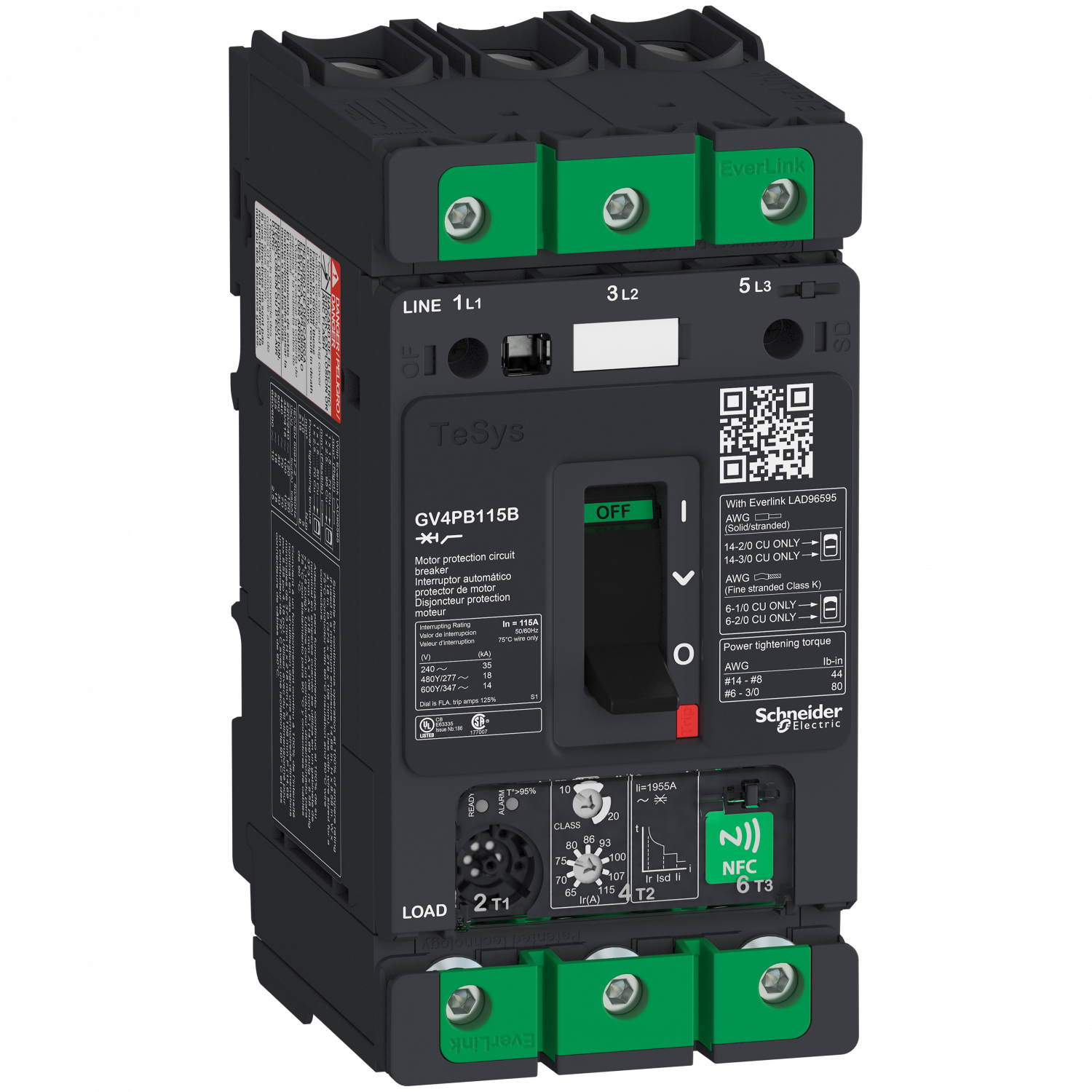TeSys GV - disjoncteur magnéto-thermique - Ul - In 115A - 25kA - Everlink