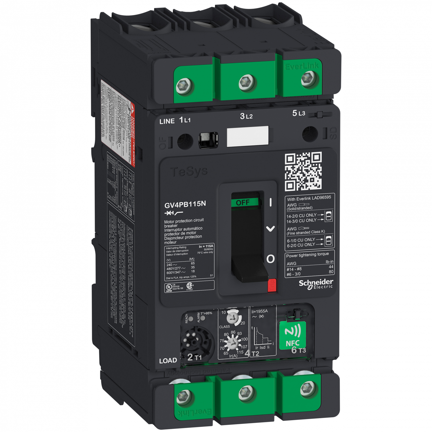 TeSys GV - disjoncteur magnéto-thermique - Ul -In 115A - 50kA - Everlink